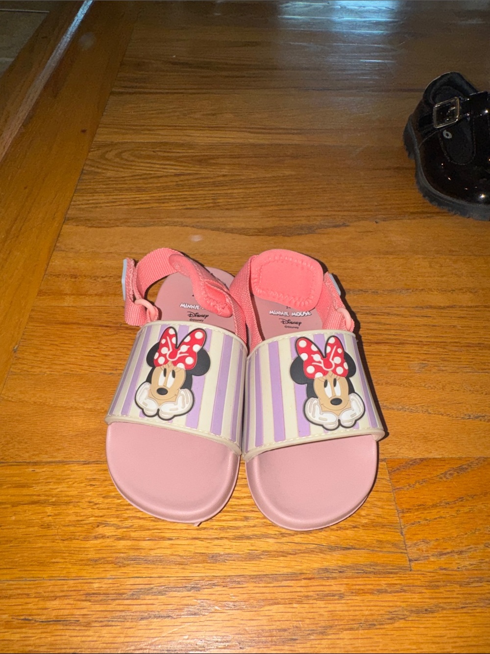 Disney Pink Minnie Mouse Striped Slide Sandals